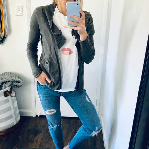 silence + noise Jackets & Blazers - Silence + Noise | Lightweight Linen Moto Blazer